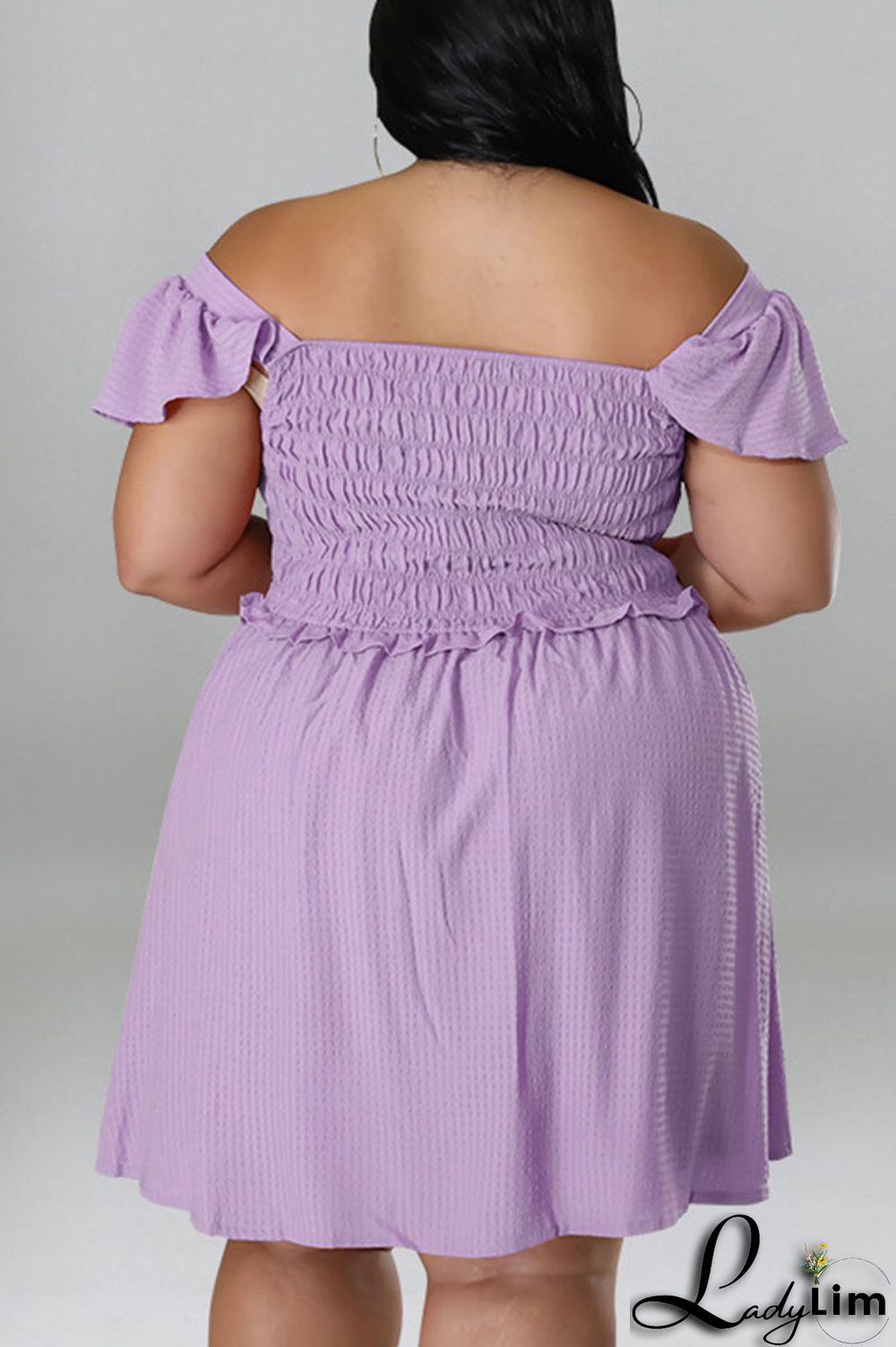 Pink Casual Sweet Solid Patchwork Fold Off the Shoulder A Line Plus Size Dresses