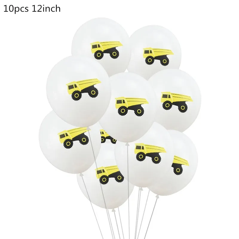 Construction Tractor Theme Excavator Inflatable Balloons Truck Vehicle Banners Baby Shower Kids Boys Birthday Party Supplies