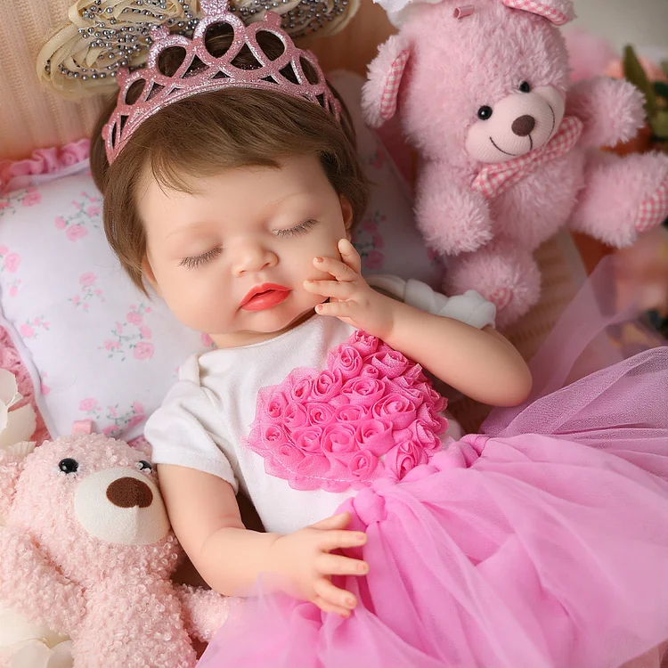 Babeside Nancy 16" Silicone Baby Girl &ndash; Smiling Princess in Heart Dress