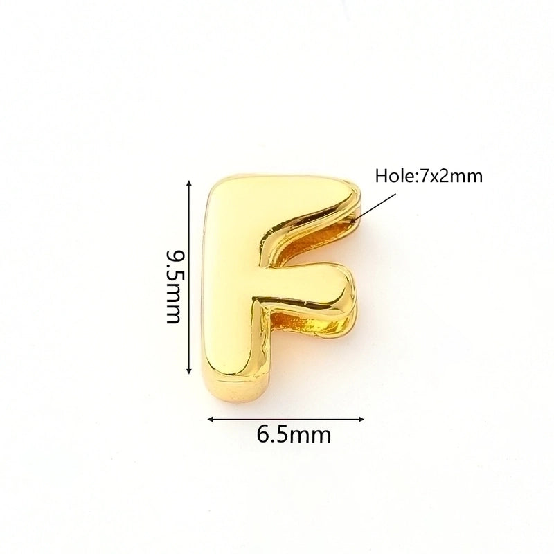 1 Pc/Package 9.5x6mm 9.5×7.5mm 9.5x8mm 7x2mm Copper 18K Gold Plated Letter Bubble Polished Beads