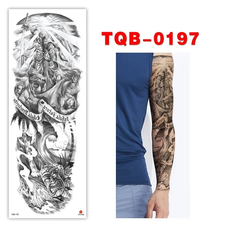 Full Arm Series Temporary Tattoo Full Arm Tattoo Sticker Lasting Waterproof Sweat Flower Arm Full Arm Tattoo Big Picture Sticker