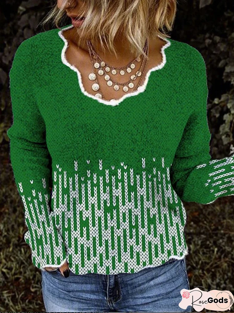 Casual Wool/Knitting Crew Neck Sweater