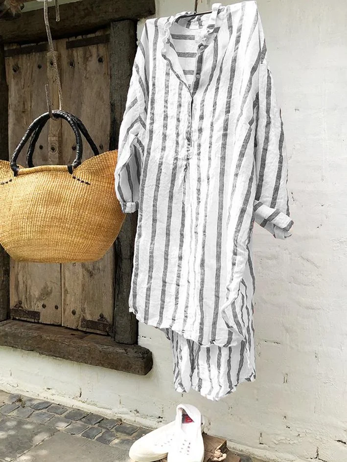 Striped casual long shirt