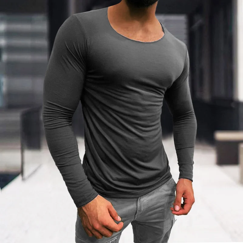 Men's Basic Cotton Breathable Long Sleeve T-Shirt-inspireuse