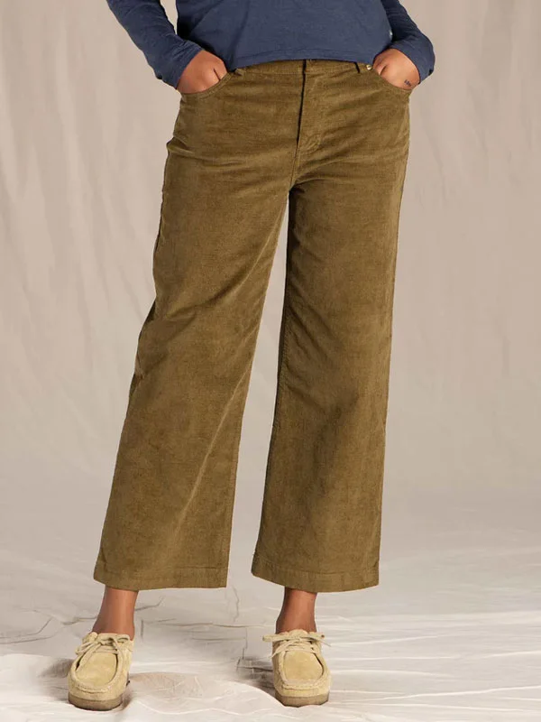 Casual loose fitting corduroy eights women's trousers
