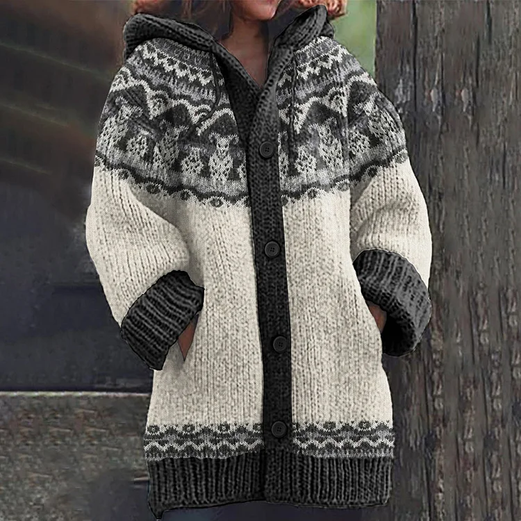 Vintage Western Sheephead Knitted Warm Sweater Cardigan