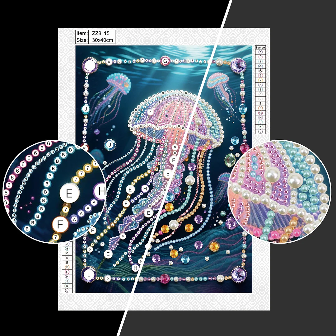 Pink Jellyfish DIY Partial Diamond Pearl Painting Art Kits 30x40cm Special Shape Pearl Gem Paintings Picture Arts Craft for Adults Beginners Home Wall Decor