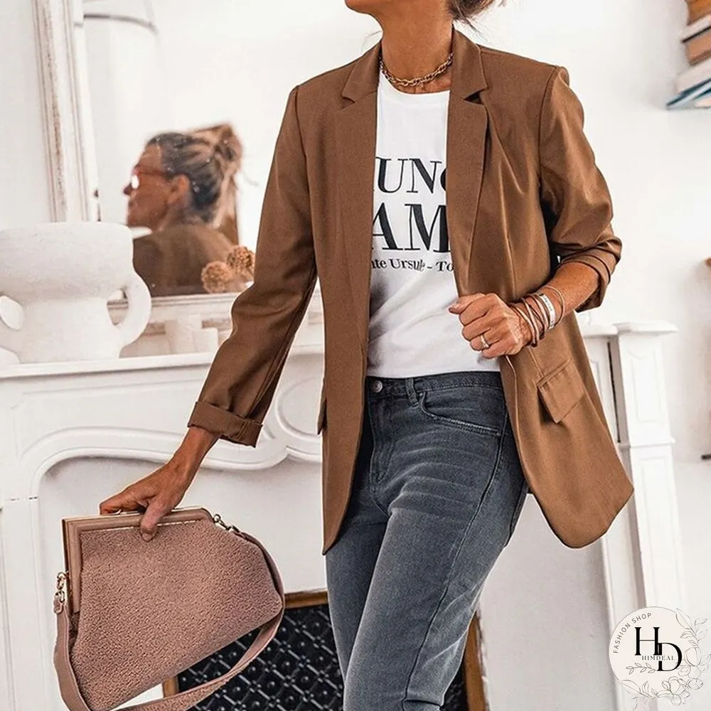 Autumn Spring Lapel Single Button High Street Tops Fashion Casual Long Sleeve OfficeSuit