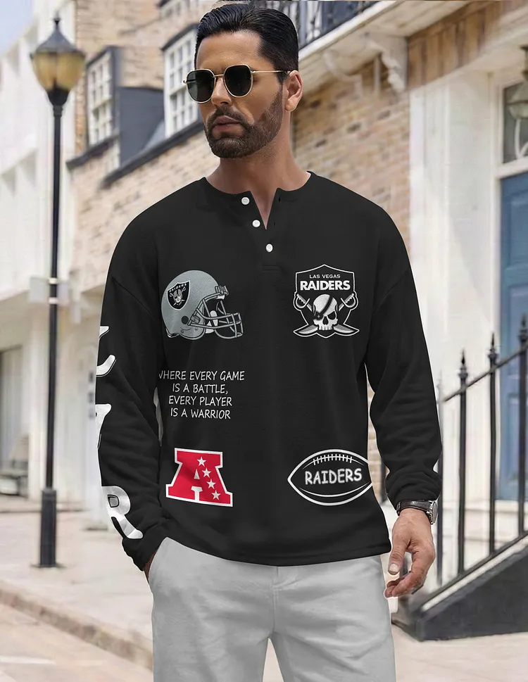 Las Vegas Raiders  Long Sleeve Henley Shirts & Pants set