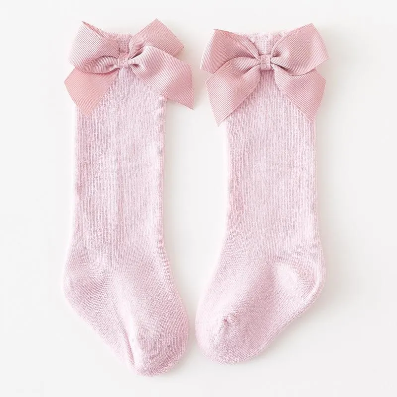 Infant Kids Baby Girls Bowknot Stockings Solid Leggings Warmer 0-7Years Knee High Princess Formal Match Stockings