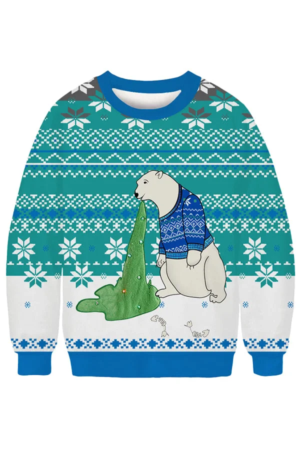 Polar Bear Ugly Christmas Sweatshirt Turquoise-elleschic