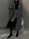 Urban Houndstooth Notched Collar Long Sleeves Coat