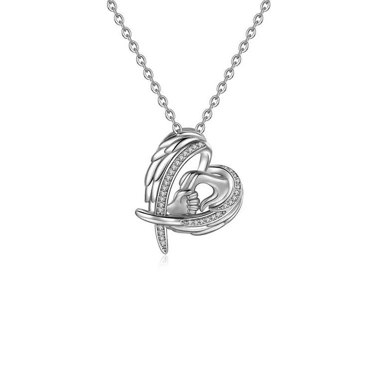 Mother Child Necklace Angel Wing Heart Pandent Gifts for Mother