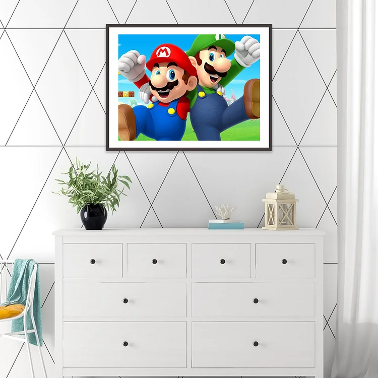 Mario - Full Round - Diamond Painting (40*30cm)-381268