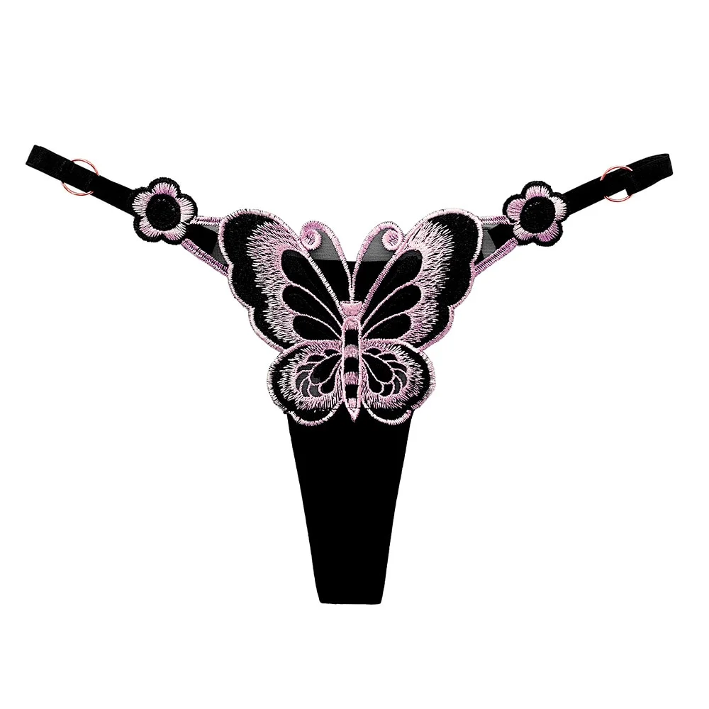 Butterfly Embroidery Perspective Low Waisted Underwear