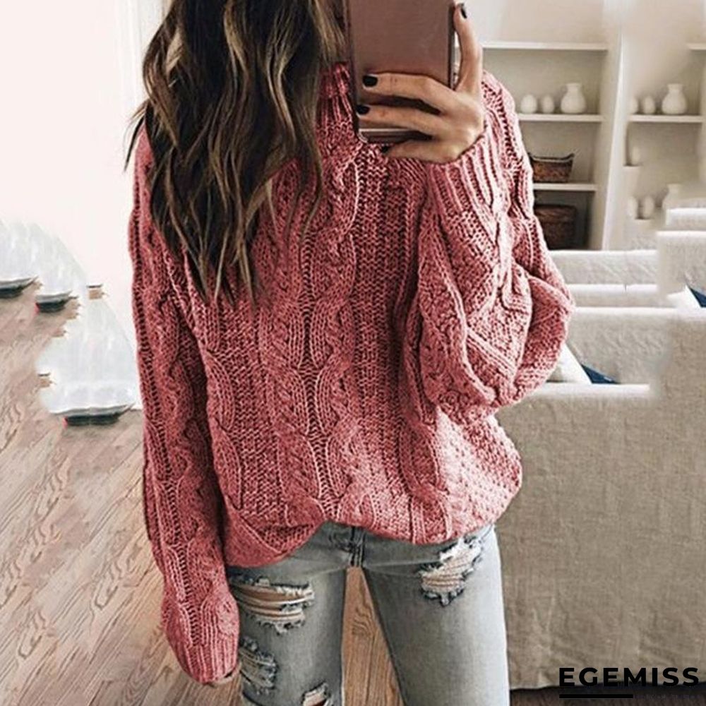 Fashion Solid Color Knitted Top Autumn Winter Sweater | EGEMISS