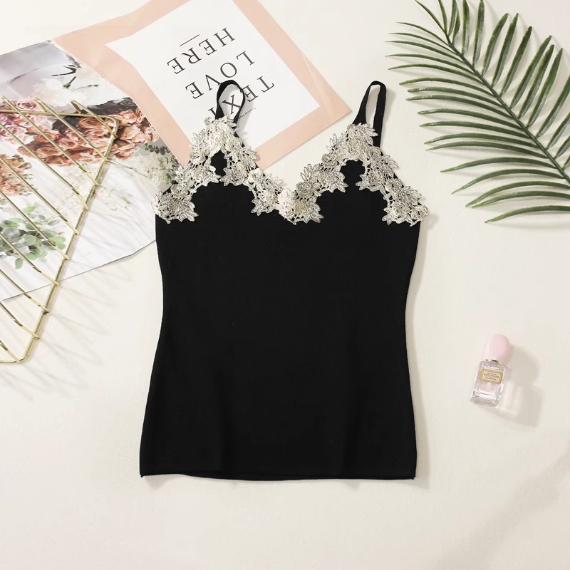 YuooMuoo Chic Vintage Y2K Lace Patchwork Knitted Camis Tops Women Summer Streetwear Shirts