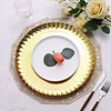 10 Pack | Round Heavy Duty Paper Charger Plates, Scallop Rim 13" Gold, Disposable Serving Trays - 1100 GSM