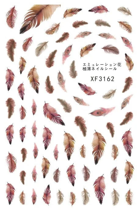 Beautiful Feather Nail Sticker Design Decals Nail Art Manicure Sticker Back Glue Adhesive Decoration Sticker for Nails Charm