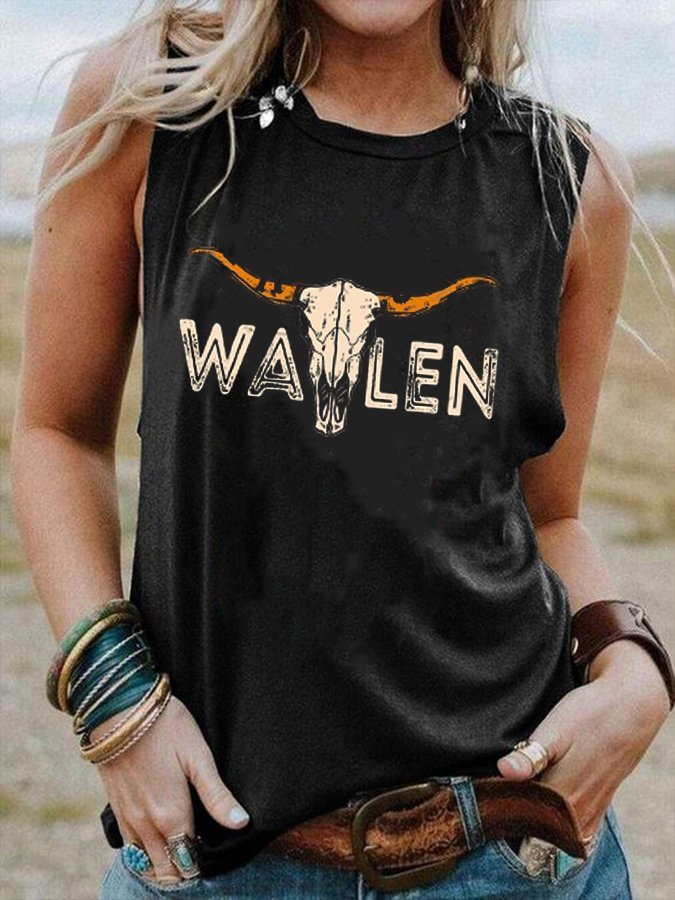 Vintage Wallen Printed Casual Tank Top