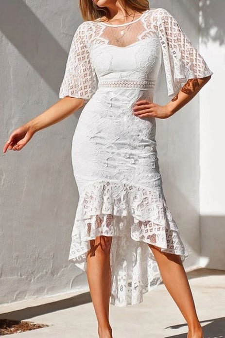Sexy High Low Mermaid Lace Cocktail Dress - Shop Trendy Women's Clothing | LoverChic