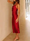 Solid Color One-Shoulder Backless Sexy Slim Midi Dress