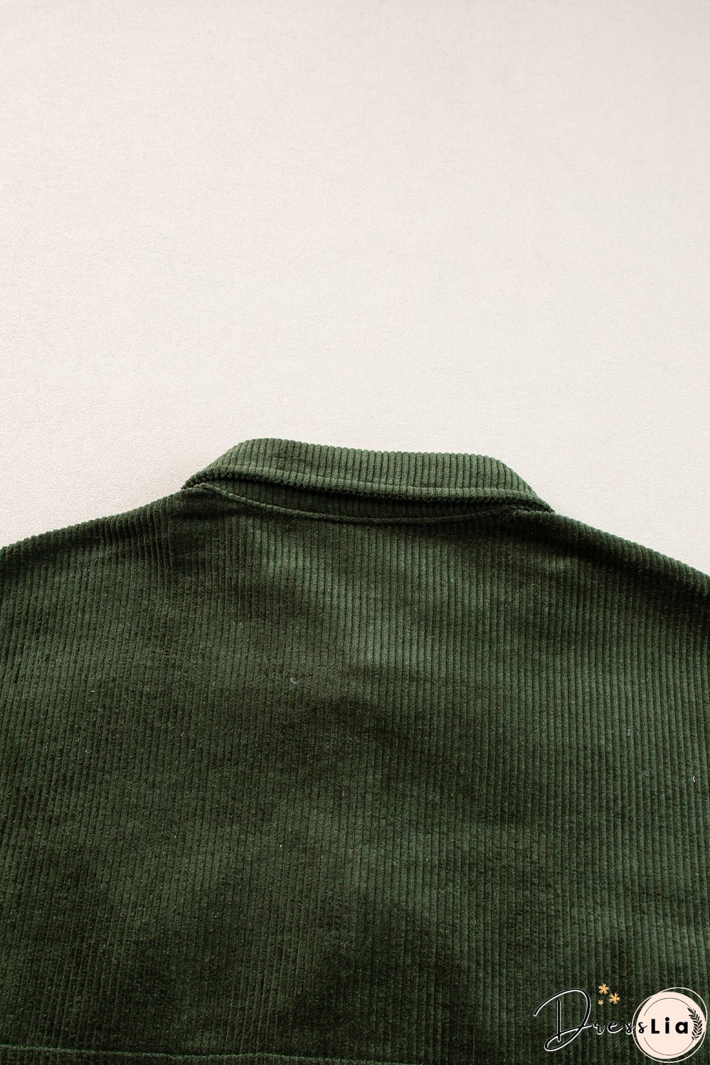 Green Plaid Corduroy Jacket with Pockets