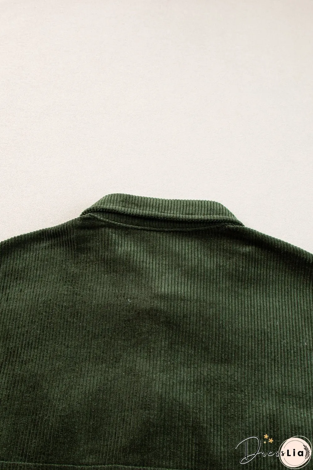 Green Plaid Corduroy Jacket with Pockets