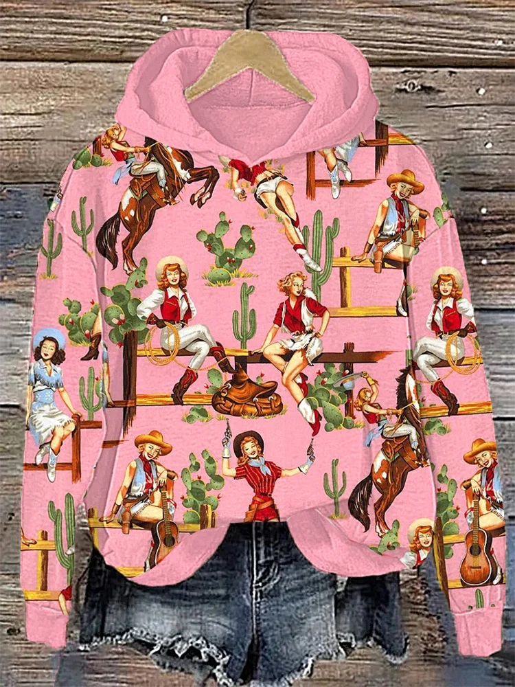 Comstylish Western Vintage Pattern Print Sweatshirt