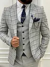 Argeli Dark Gray Plaid Slim Fit Suit