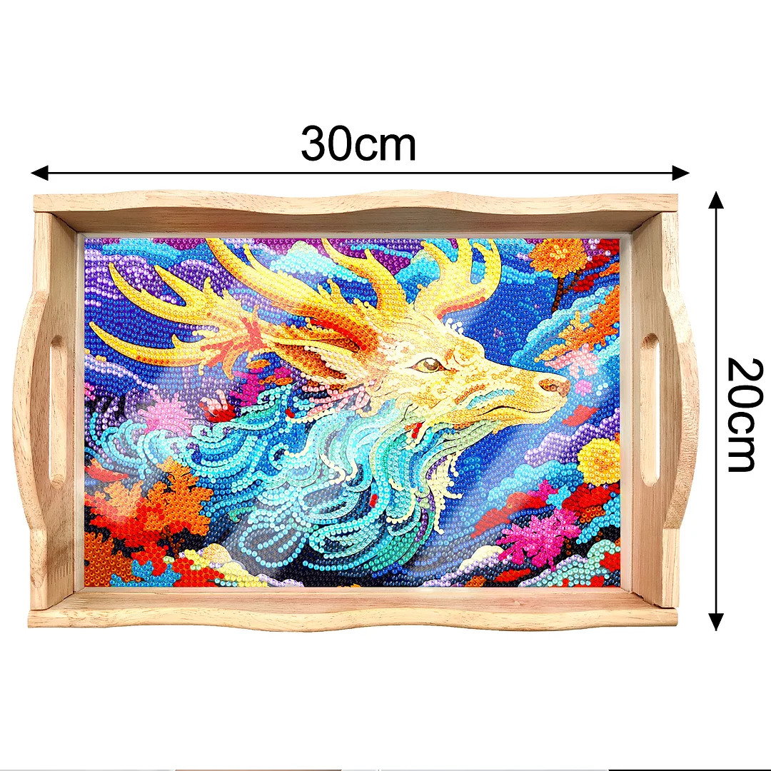 Diamond Painting Nesting Food Trays with Handle Coffee Table Tray(30*20cm)