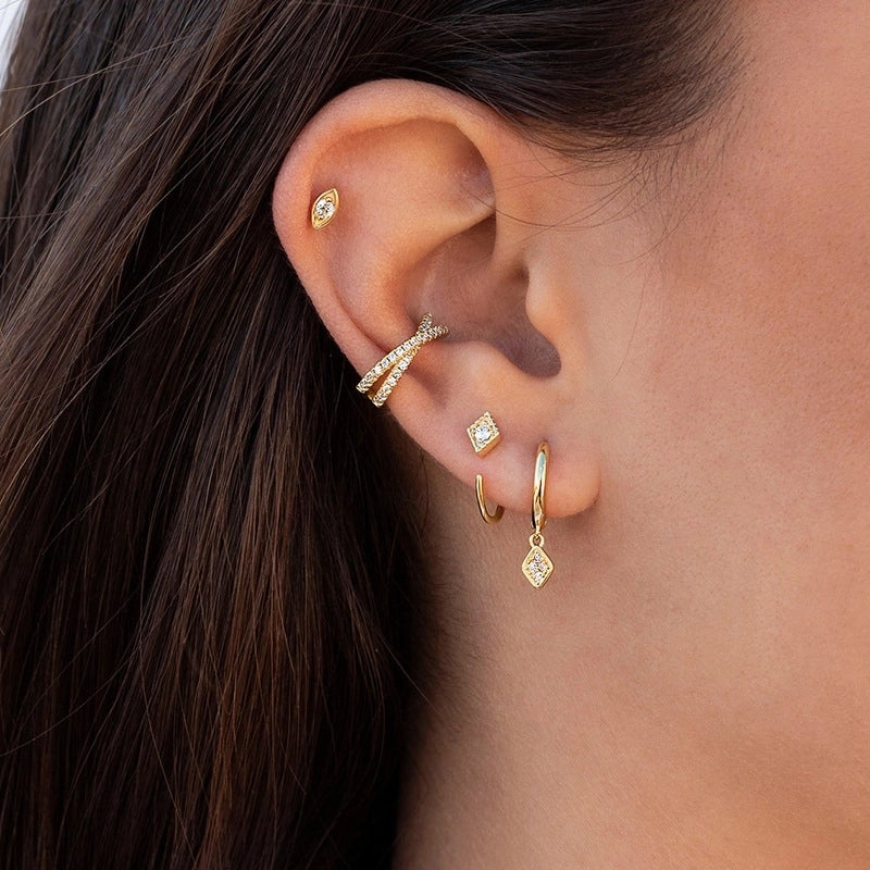 Minimalist Geometric Patchwork Copper Artificial Gemstones Earrings