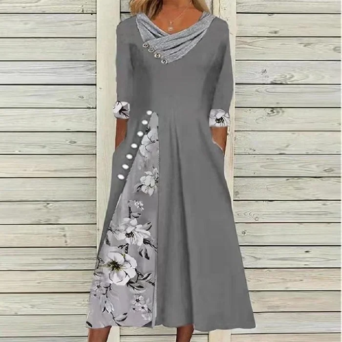 Printed Mid-waist Flat Elegant Loose Dress