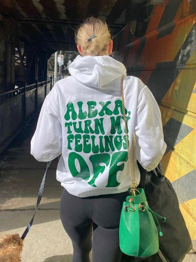 Women's Alexa Turn My Feelings Off Graphic Printed Hoodie