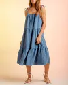 Lace-up Sling Dress Candy Color Stitching Solid Color Midi Dress