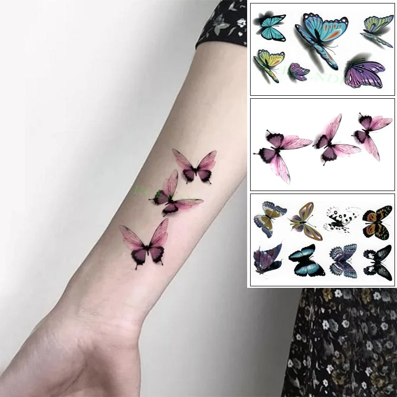 Waterproof Temporary Tattoo Sticker Butterfly Fake Tatto Flash Tatoo leg Arm hand foot tatouage for Girl Women lady