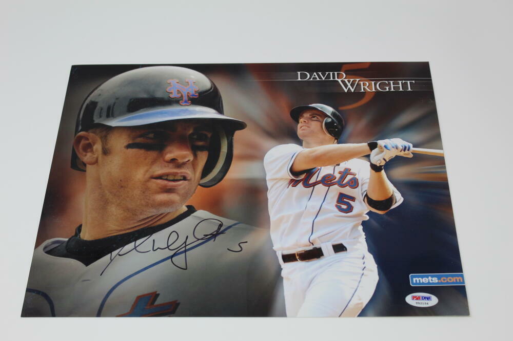 DAVID WRIGHT SIGNED AUTOGRAPH 11X14 Photo Poster painting - NEW YORK METS LEGEND, ALL-STAR, PSA