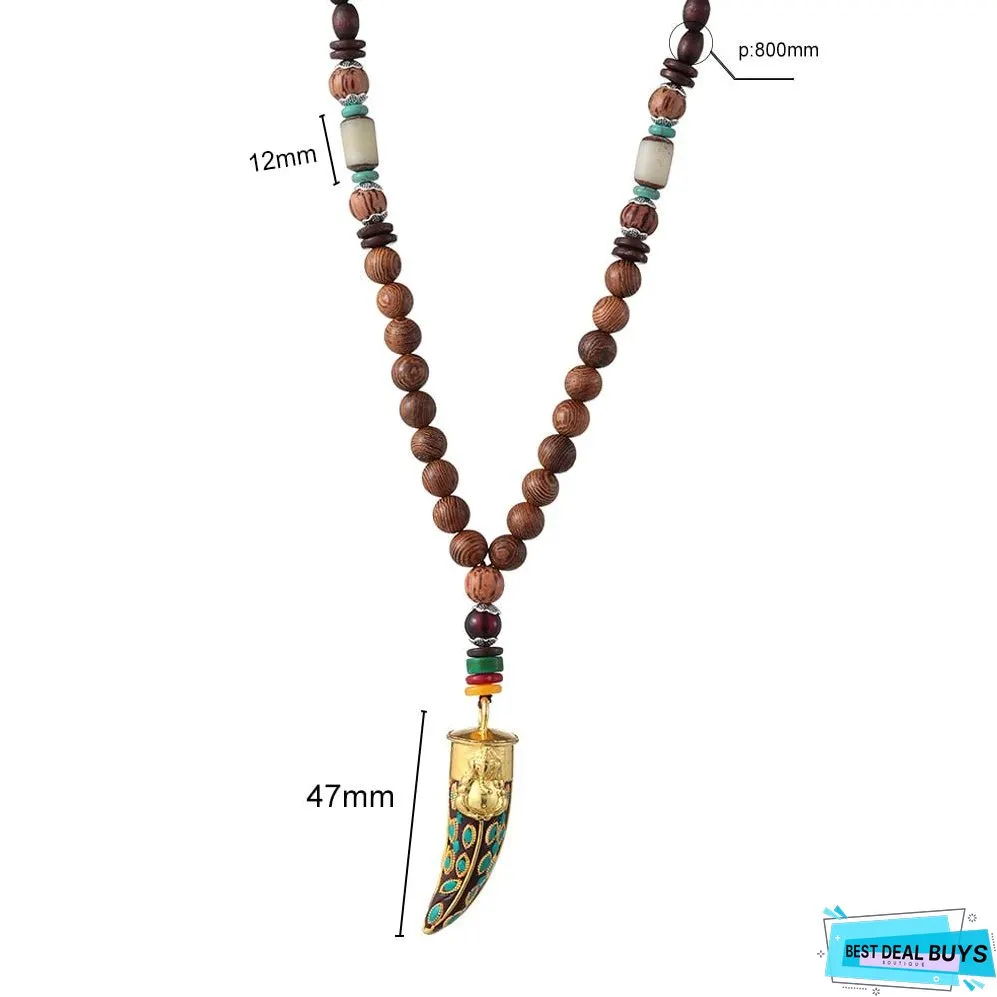 Ethnic Fish Horn Long Statement Men Womens Jewelry