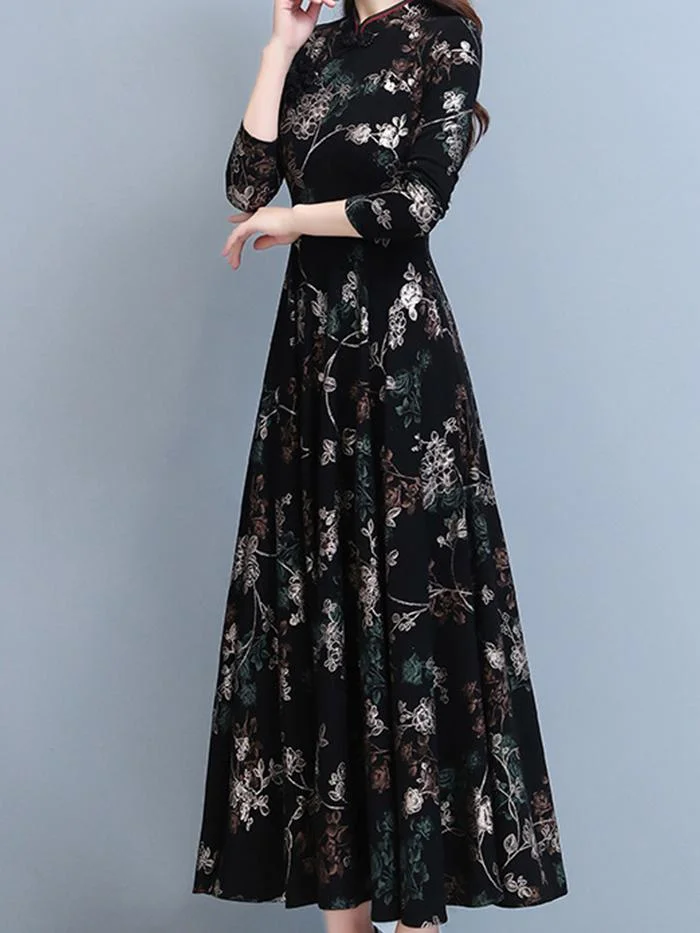 Fashion Long-sleeved Printed Jumpsuit