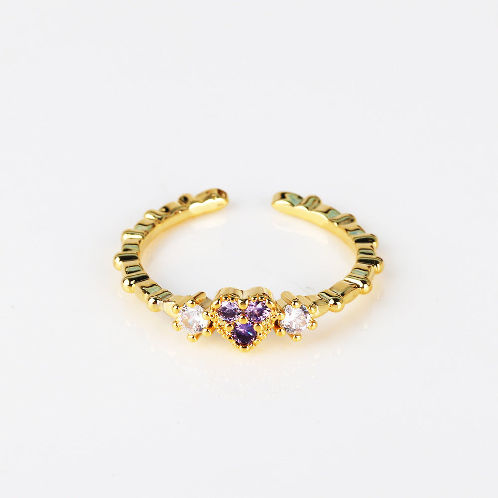 IG Style Women Crown Heart Circle Copper Electroplating Rings