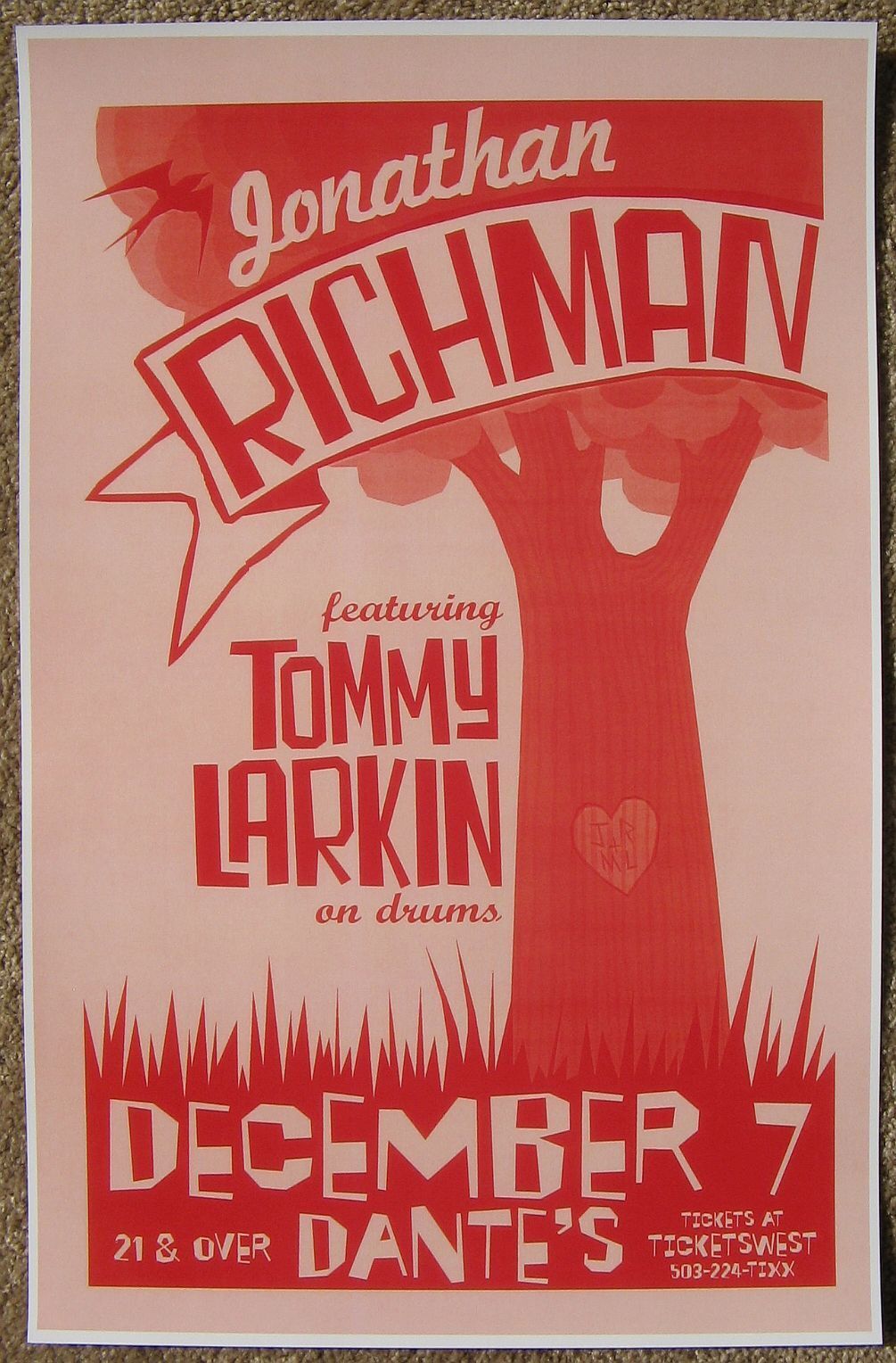 JONATHAN RICHMAN 2006 Gig POSTER Portland Oregon Concert