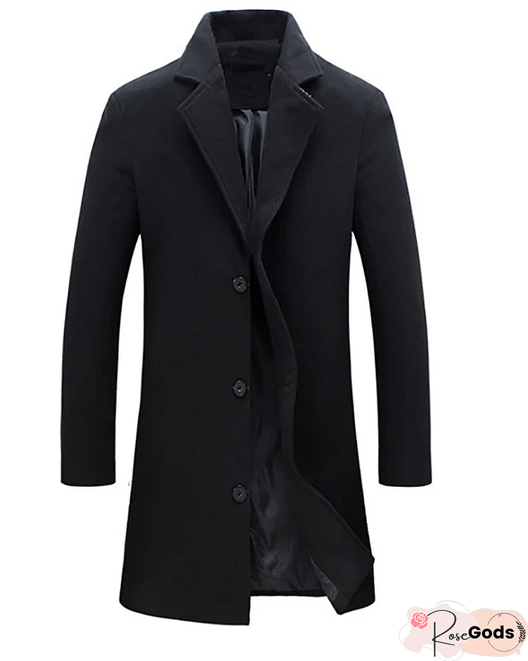 Men's Woolen Coat Large Size Slim Long Trench Coat Fashion Slim Wild Men's Jacket