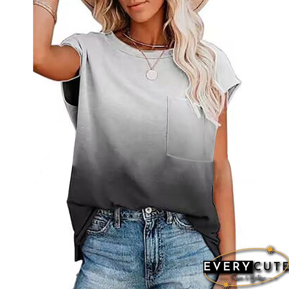 Light Gray Gradient Pocket T-shirt