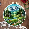 Path By River-DIY Embroidery Kit with Pattern Cotton Threads Needles Hoop 30*30cm/11.81*11.81in