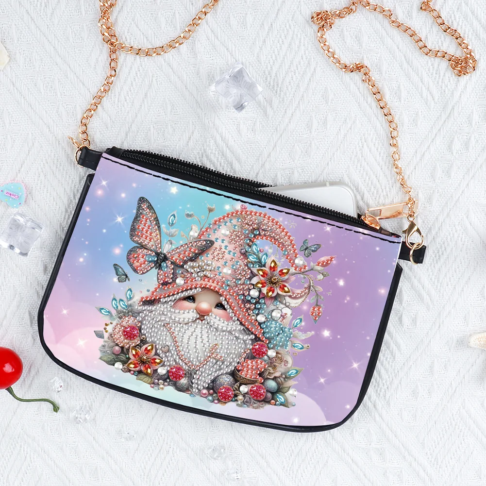 Butterfly Gnome Diamond Painting Coin Chain Purse 5D Diamond Handmade Chain Bag