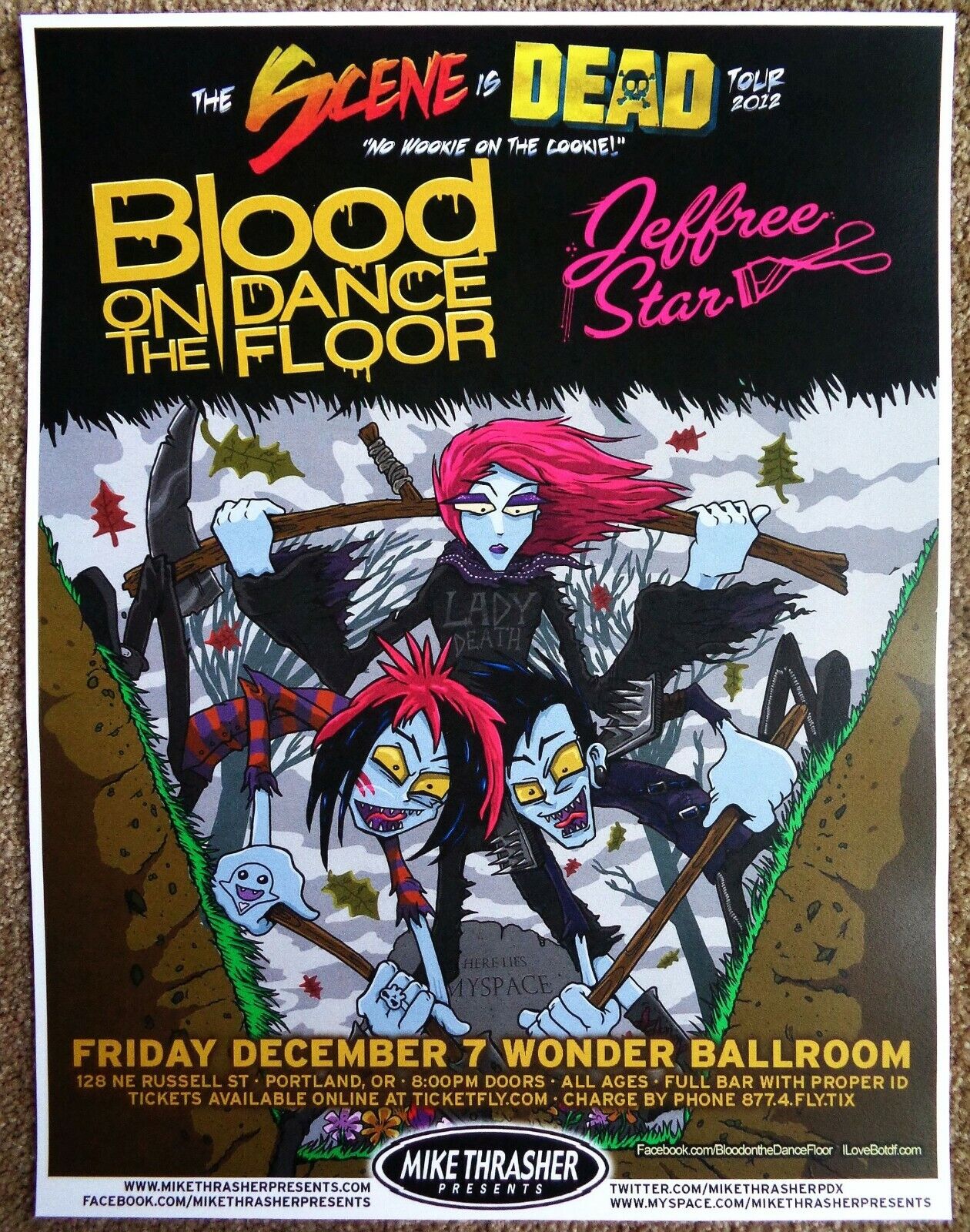 BLOOD ON THE DANCE FLOOR 2012 Gig POSTER Portland Oregon Concert