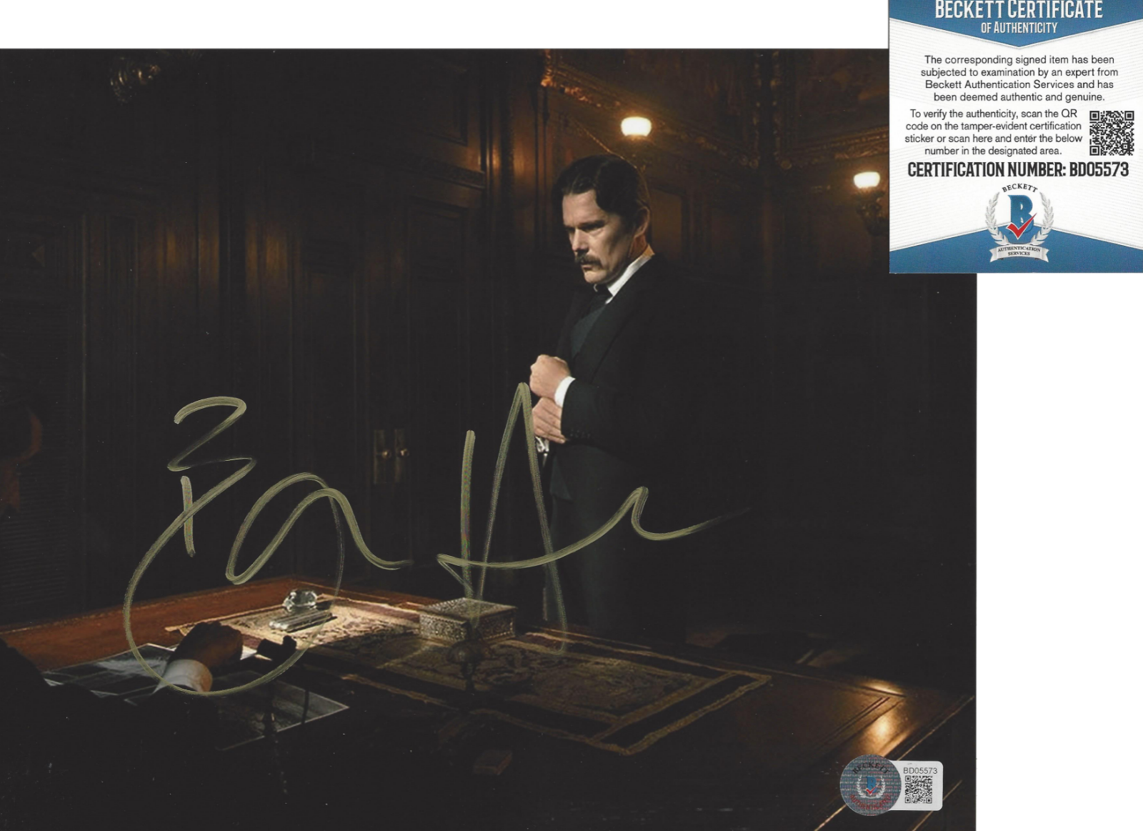 ETHAN HAWKE SIGNED 'NIKOLA TESLA' 8x10 MOVIE Photo Poster painting ACTOR BECKETT COA BAS