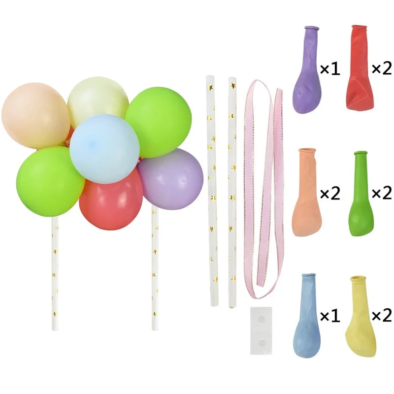 1set Creative 10pcs 5inch Balloon Cake Topper Set Birthday Party Decoration Cake Toppers Baby Shower Wedding Decor Supplies