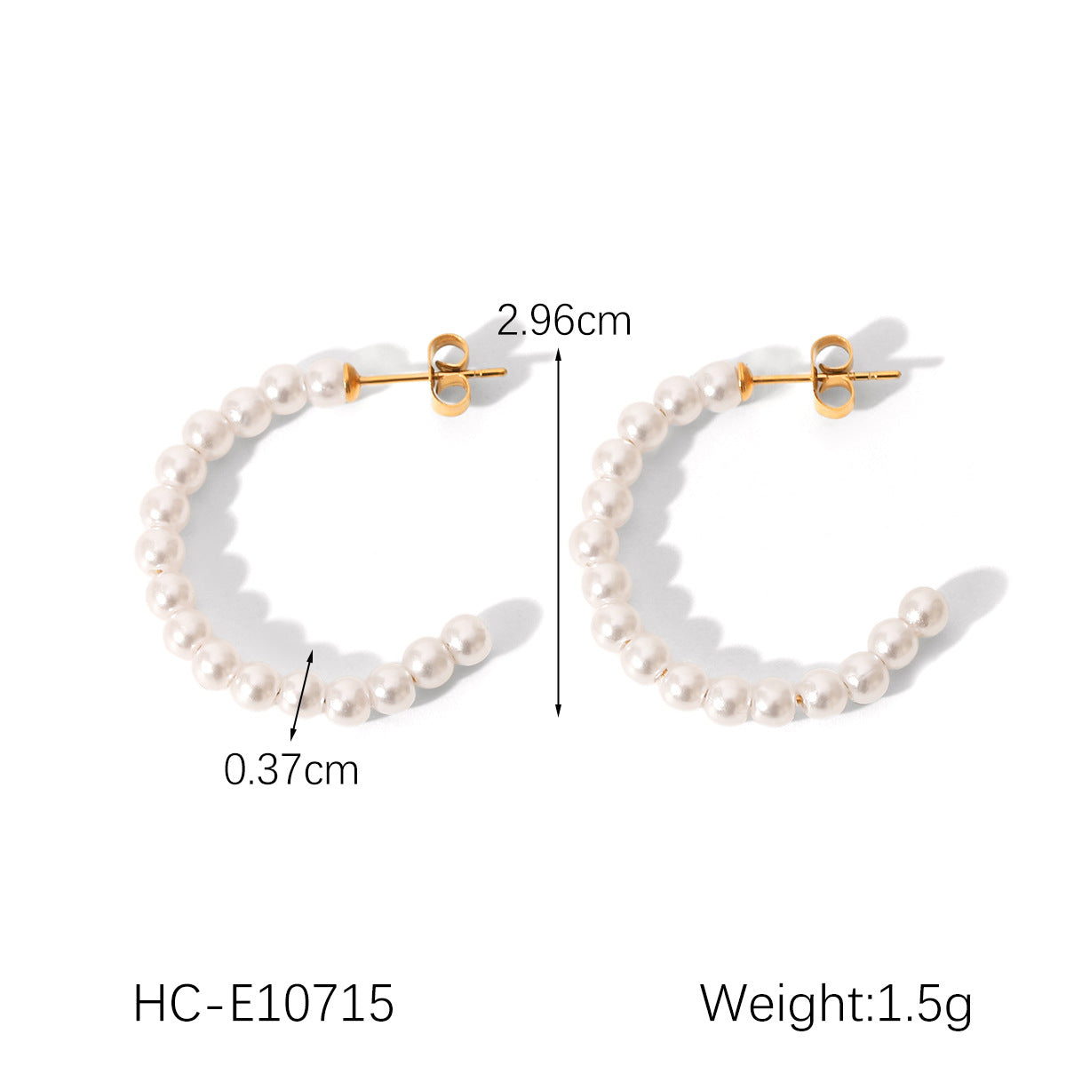 Ins Stainless Steel C-Shaped Pearl Earrings Female Retro Millet Pearl Earrings