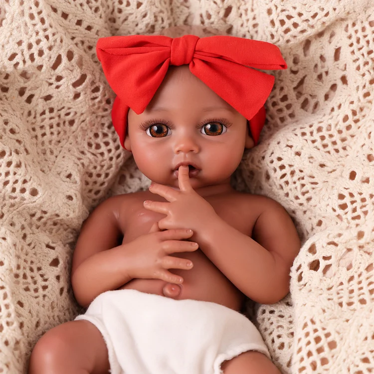 Babeside Phoebe 16" Realistic Silicone Quiet Baby African American Newborn Girl Building Lovely Memories